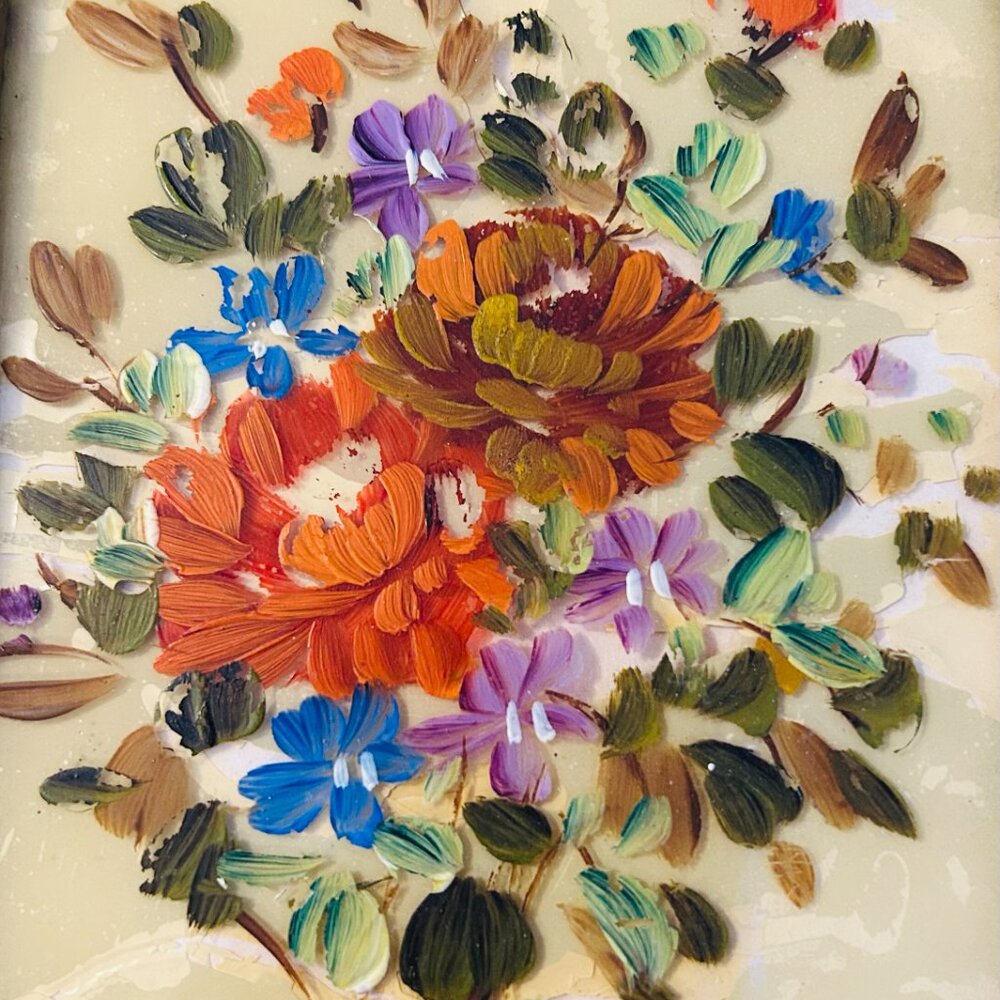 Floral Painting on Glass - Picture 2 of 3